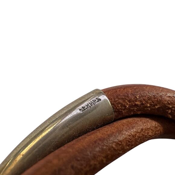 Hermes Brown Leather Tornado Bracelet - Picture 10 of 11